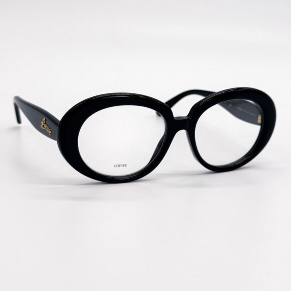 NEW LW50089I 001, LOEWE WOMEN OVAL EYEGLASSES LOEWE BLACK EYEWEAR - Picture 1 of 10